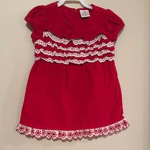 Hanna Anderson size 18-24 mos red corduroy with ruffles dress
